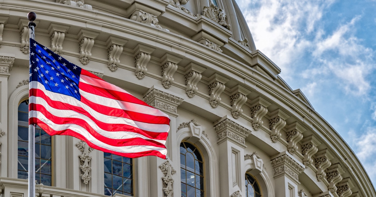 US Capitol Dome with Flag