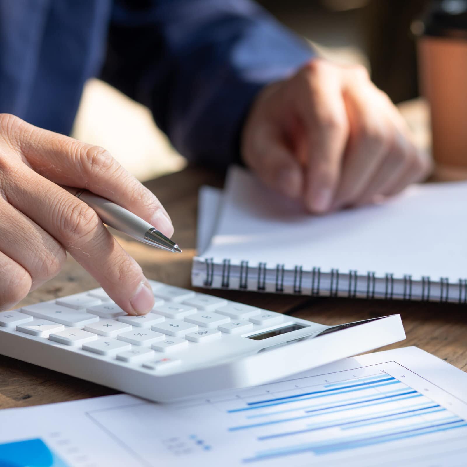 Person with calculator