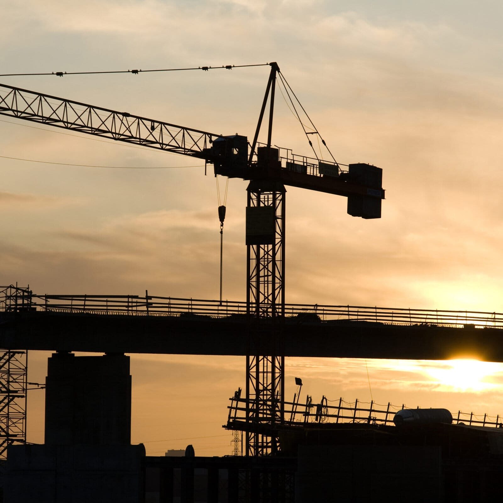 Crane and built a bridge against the sky